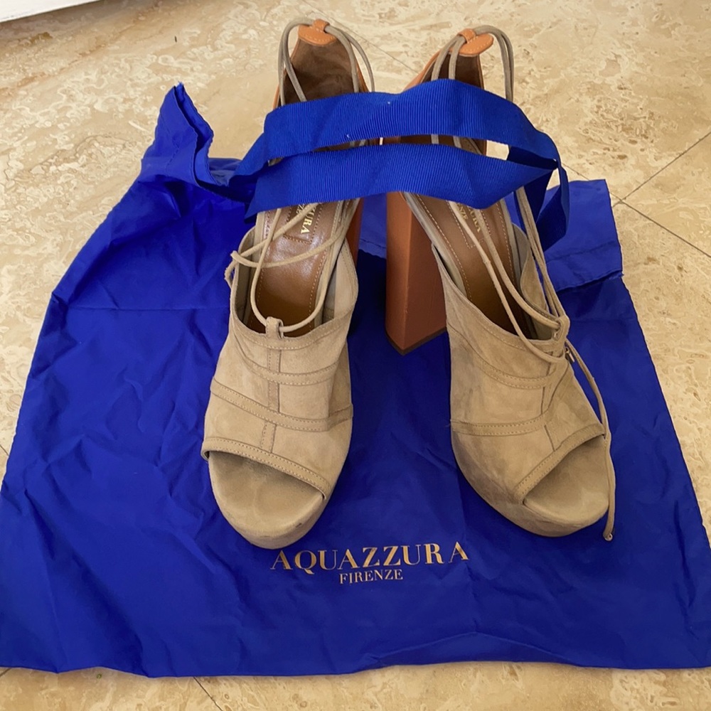 Aquazurra Firenze Lace Up Suede Sandals